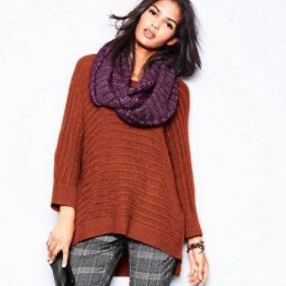 Garnet Hill Wool Angora Rib KnitSweater Burnt Orange Oversized Quiet Luxury-XS - Picture 12 of 15